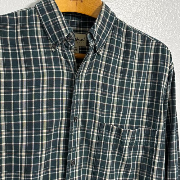 Eddie Bauer Green Plaid 100% Cotton Button Down Shirt Men’s Small Long Sleeve - Picture 3 of 12